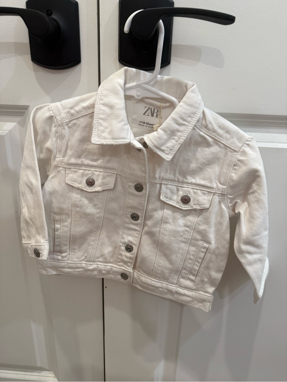 Zara White Kids Denim Jacket with Button Front